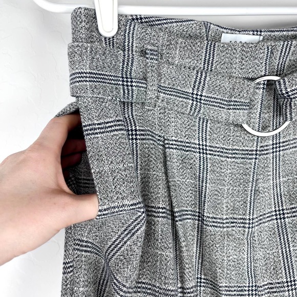 Topshop Window Pane Plaid Belted Cropped Straight Leg Trouser Pants Size 6 - Picture 4 of 13